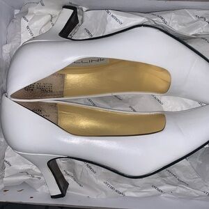 White leather heels